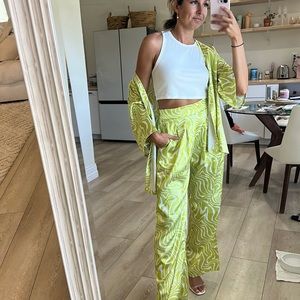 Silk pants & open top set